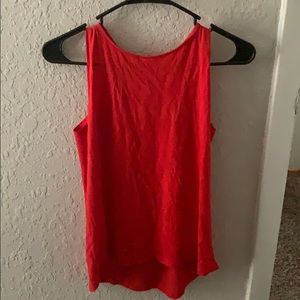 Red blouse with tie in the back